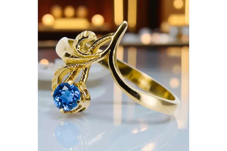 خاتم الزعفران 14 كارت من الذهب الأصفر حرف يدوية فينتاج vrc095y